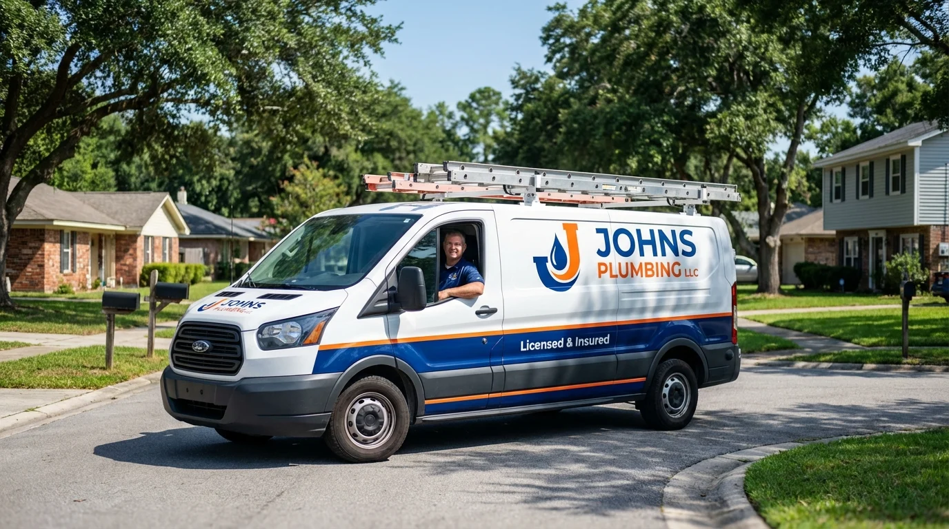 Johns Plumbing LLC service van in Long Lake, MN