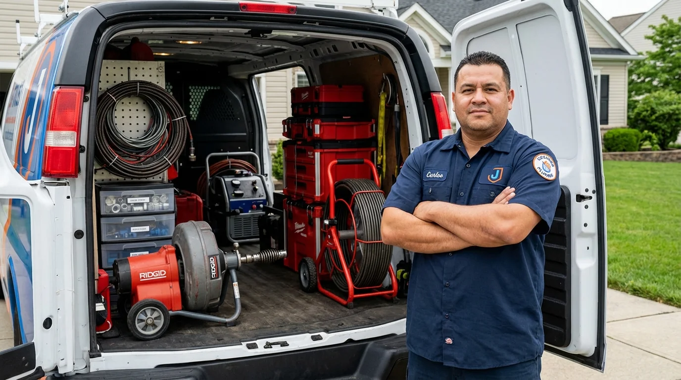 Professional drain cleaning equipment and Johns Plumbing LLC plumber in Long Lake