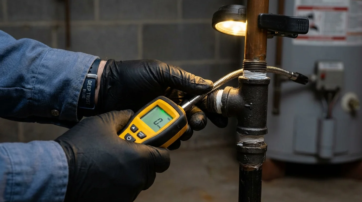 Gas leak detection with electronic sniffer by Johns Plumbing LLC in Long Lake