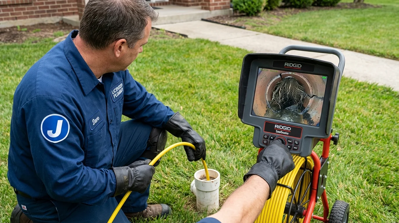 Sewer camera inspection being performed by Johns Plumbing LLC in Long Lake