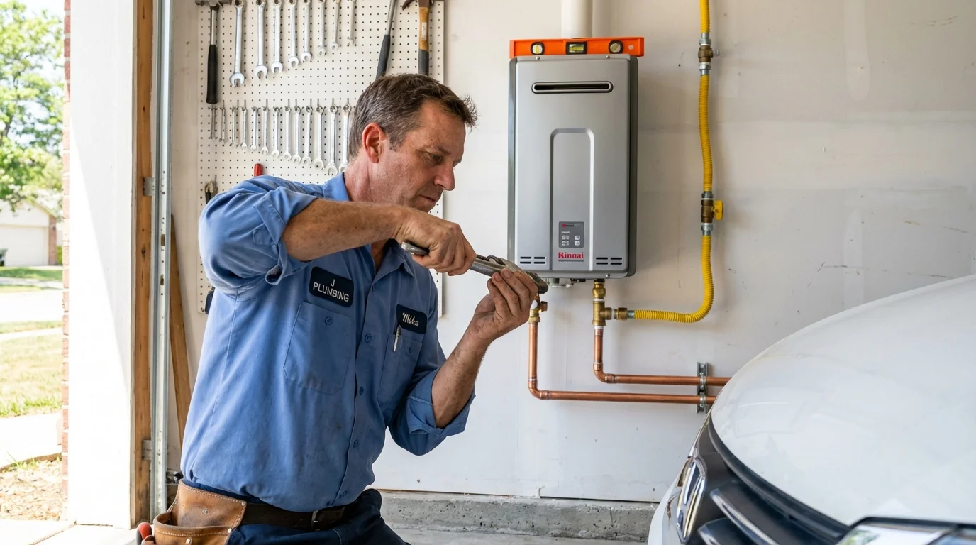 Tankless water heater installation by a Johns Plumbing LLC plumber in Long Lake